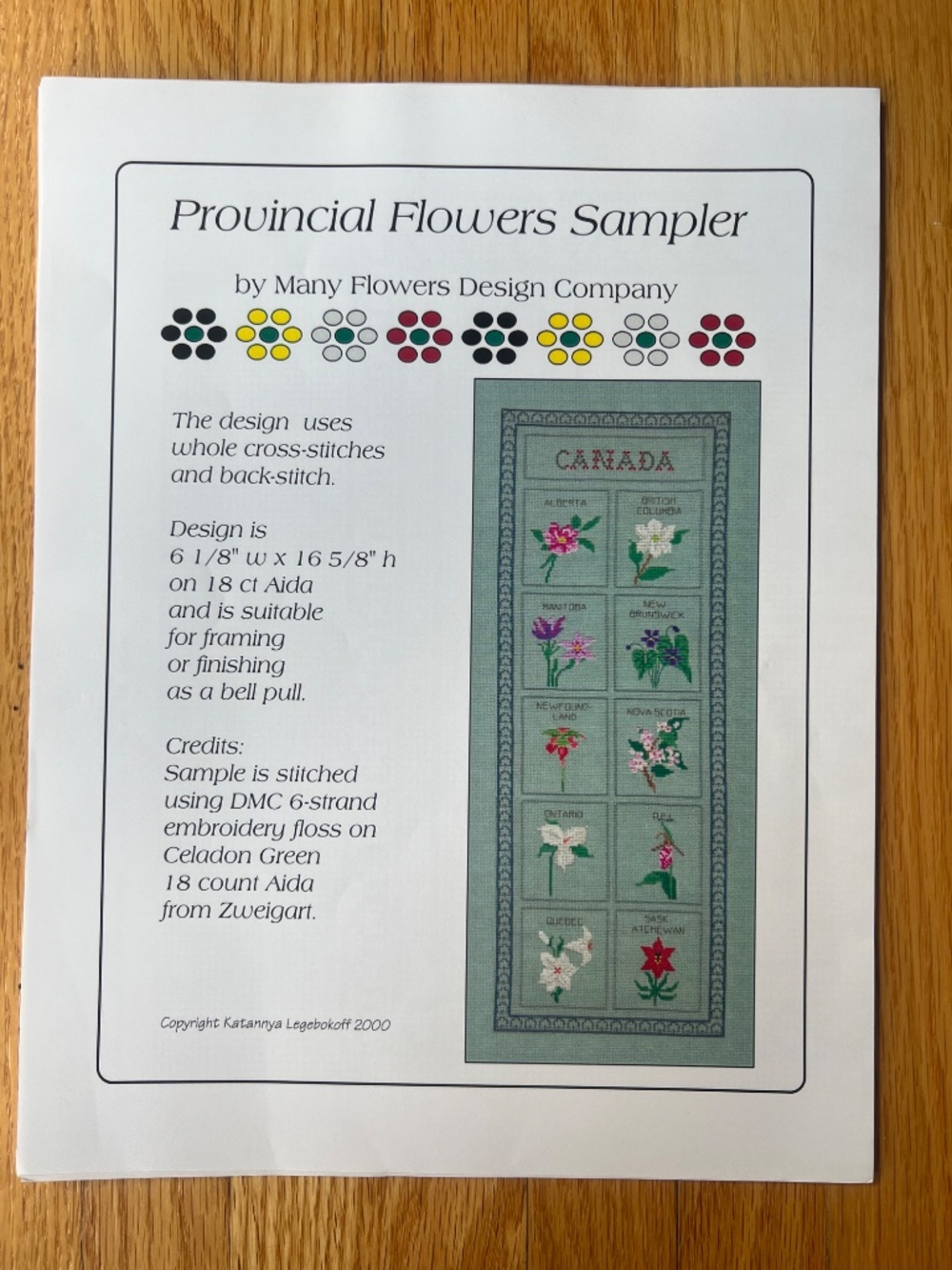 Vintage Canadian Provincial Flowers Sampler Cross Stitch Embroidery Chart